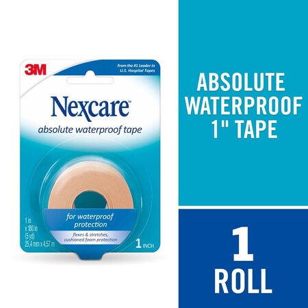 3M Nexcare Absolute Waterproof First Aid Tape 731, 1 in x 180 in 25.4mm x 4.57m, 24PK 7100169256